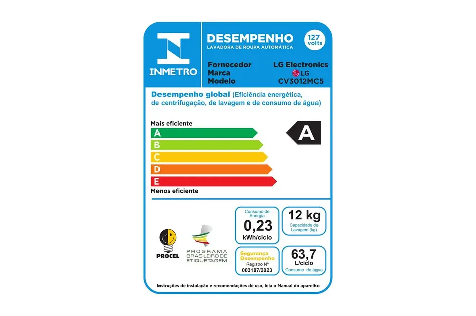 Lavadora de Roupa Lava e Seca 12 Kg Frontal Titanium Smart VC5 LG - 220V