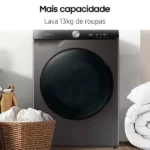 Lavadora de Roupa Lava e Seca 13 Kg Frontal Inox 3 em 1 Smart Samsung