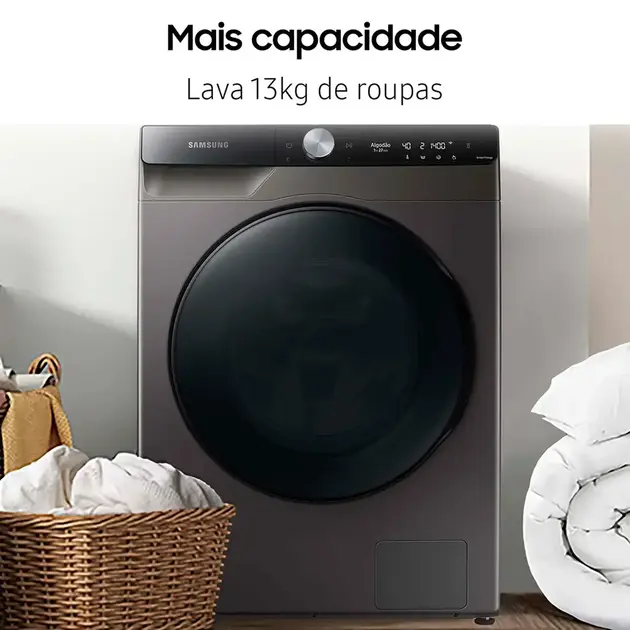Lavadora de Roupa Lava e Seca 13 Kg Frontal Inox 3 em 1 Smart Samsung Lavadora de Roupa Lava e Seca 13 Kg Frontal Inox 3 em 1 Smart Samsung