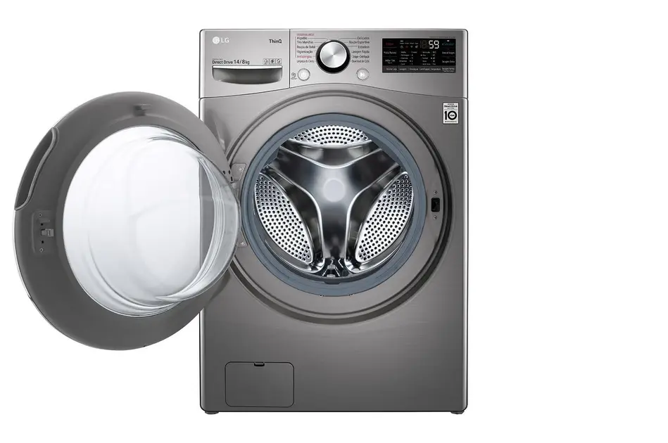 Lavadora de Roupa Lava e Seca 14 Kg Frontal Aço Escovado LG 110V