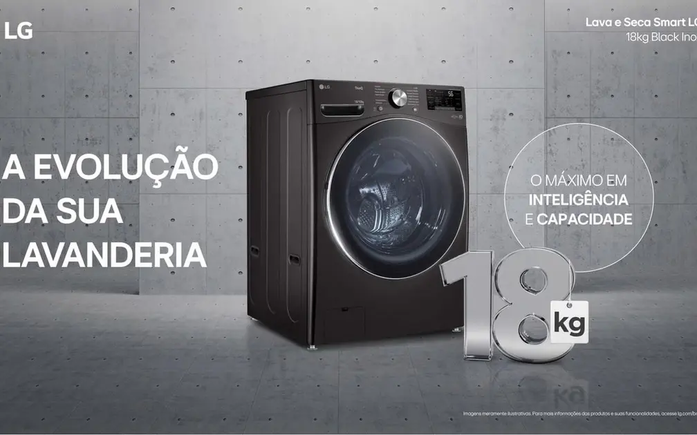 Lavadora de Roupa Lava e Seca 18 Kg Frontal Preto Smart LG – 110v Lavadora de Roupa Lava e Seca 18 Kg Frontal Preto Smart LG - 110v