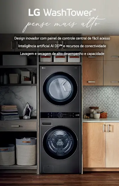 Lavadora e Secadora LG WashTower 17kg Frontal Preto 220V - WK17BS6A