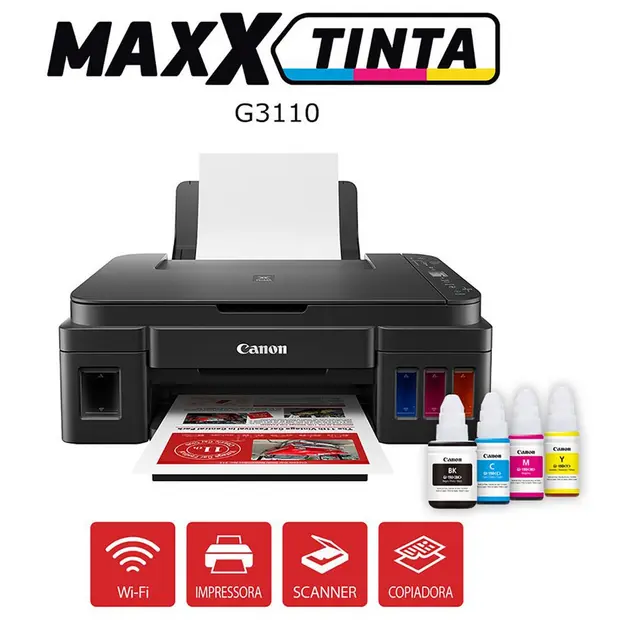 Multifuncional Canon Maxx G3110 Colorida Jato de Tinta com Wi-Fi