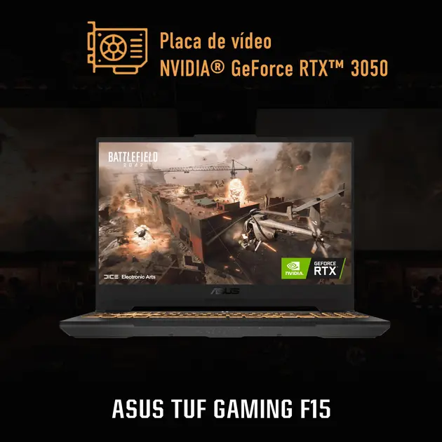 Notebook Gamer Asus TUF Gaming F15 FX507ZC4-HN184W, Intel Core i5-12500H, 8GB RAM, 512GB SSD, GeForce RTX 3050, 15,6
