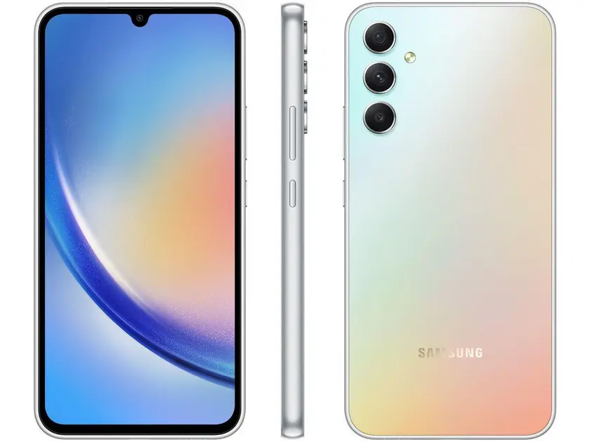 Samsung Galaxy A34 256GB Prata - Dual Chip 5G com Câmera Tripla