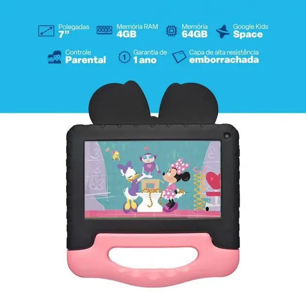 Tablet Multilaser Minnie Mouse NB414 Preto 64GB Wi-Fi Tablet Multilaser Minnie Mouse NB414 Preto 64GB Wi-Fi