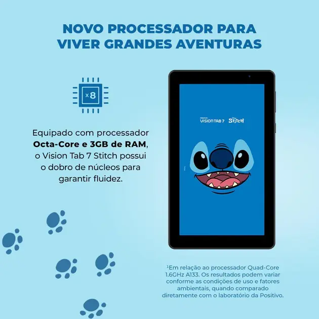 Tablet Positivo Vision Tab 7 Stitch Preto 64GB Wi-Fi