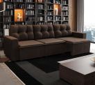 Sofá 3 Lugares Retrátil Nairóbi Suede Marrom 210 cm – Mobly